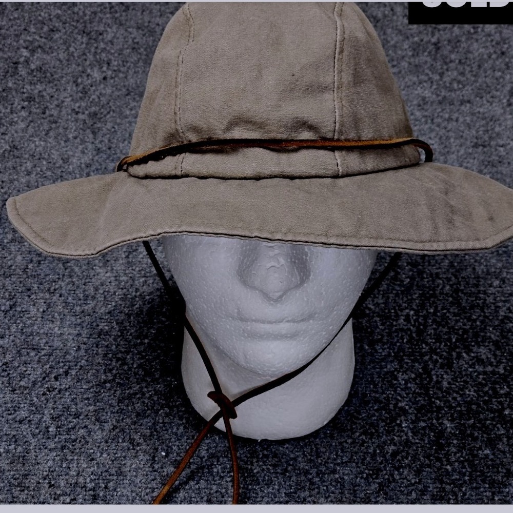 Dorfman Pacific USA Made Olive Canvas Safari Outback Hat Wide Brim Snaps Large